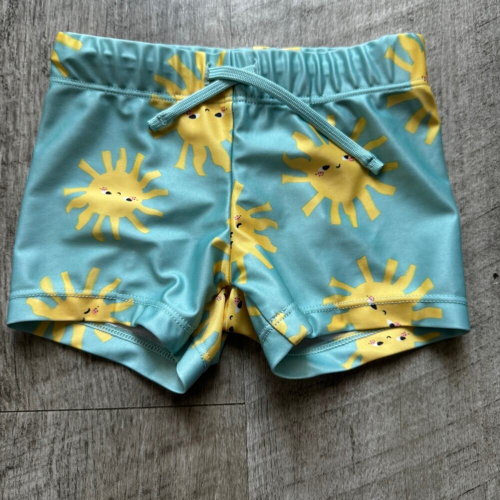 H&M Toddler Swim Shorts Trunks Size 3T 4T Drawstring & Elastic Waist Sun Print